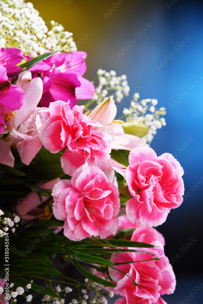 Composition with bouquet of freshly cut flowers Composition with bouquet of freshly cut flowers