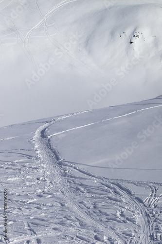Off-piste slope with new-fallen snow