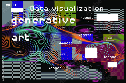 Abstract Visualization of data and information in graph form. Conceptual 3D illustration of futuristic technology, complex systems and calculations.