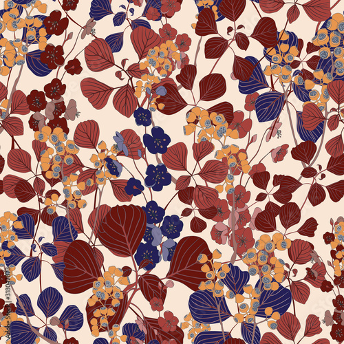 Seamless Cherry Flower Blossom Vector Textile Pattern