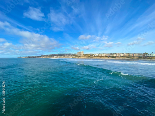 Wallpaper Mural Pacific beach shoreline seen from the pier during sunny day, San Diego, Clifornia, USA Torontodigital.ca
