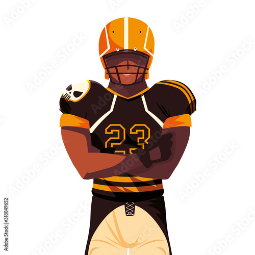 man team player american football with uniform on white background