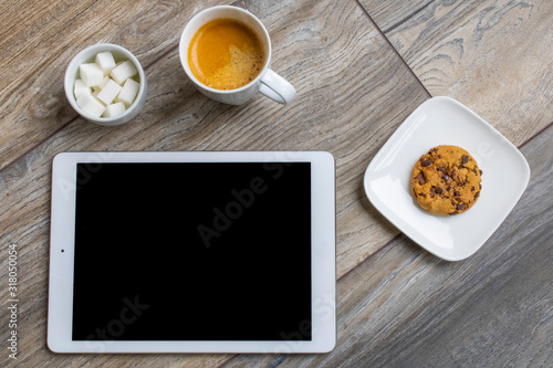 Tablet and coffee