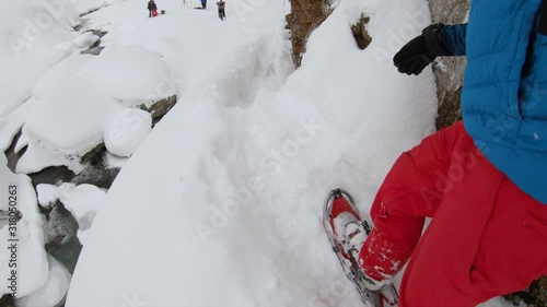 Popular Seattle Snowshoe Hike to Frozen Icicle Wall at Franklin Falls photo