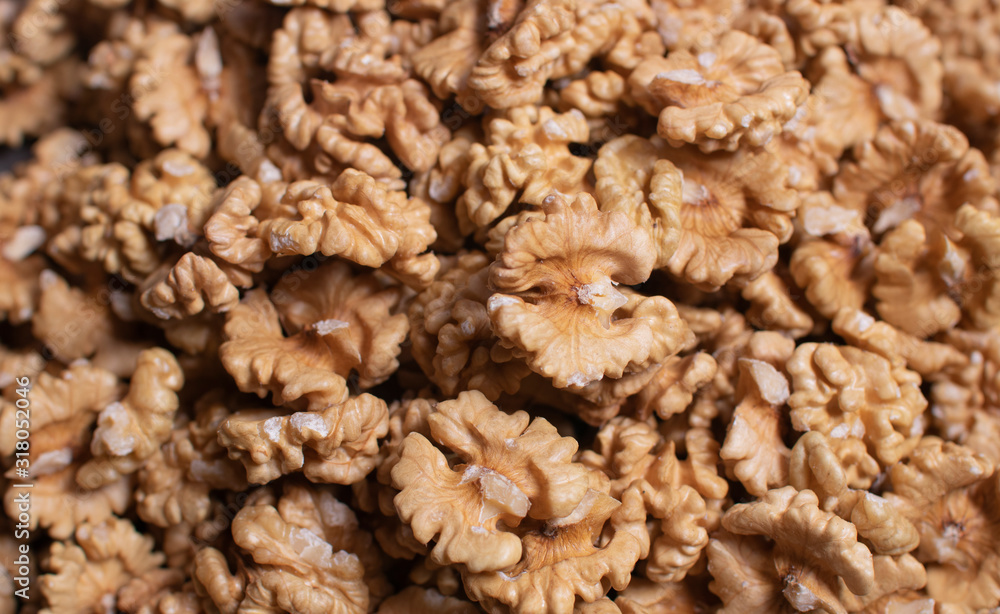 Walnut kernels close up. Top view Walnut kernels close up. Top view