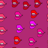 Vector image.Close-up abstract female lips.Design for greeting card, wrapping paper, backgrounds, clothes print.