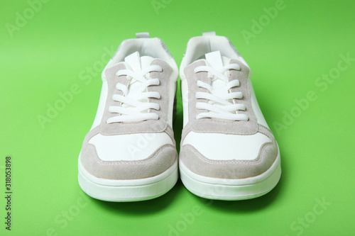 women's sneakers on a colored background. Women's shoes.