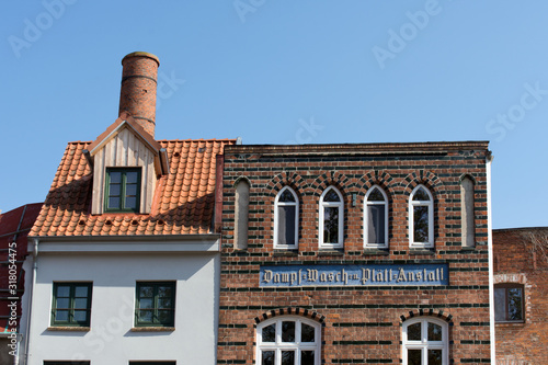 Old Historic Dampf- Wasch- Plätt Anstalt (Washing and Ironing Institution) of Wismar, Mecklenburg Western Pomerania, Germany, Europe