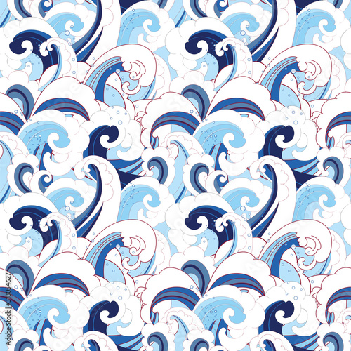 Seamless Vector Wave Ocean Pattern Abstract Wallpaper Design