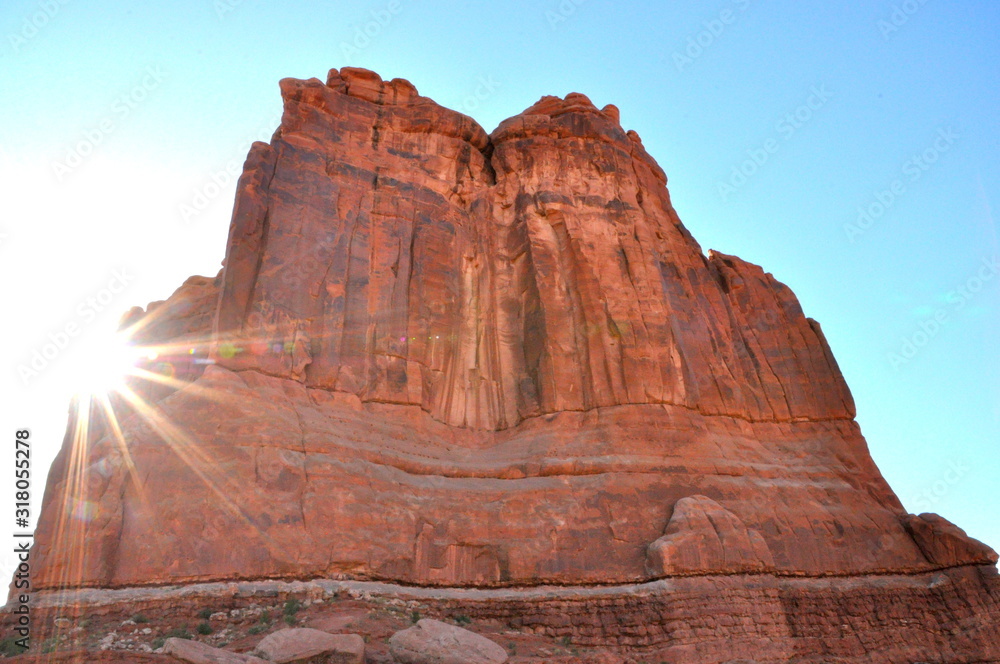 Sunlight by rock formation near Arches National Park, Moab, Utah, U.S.A Sunlight by rock formation near Arches National Park, Moab, Utah, U.S.A