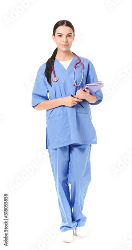 Female medical student on w...
