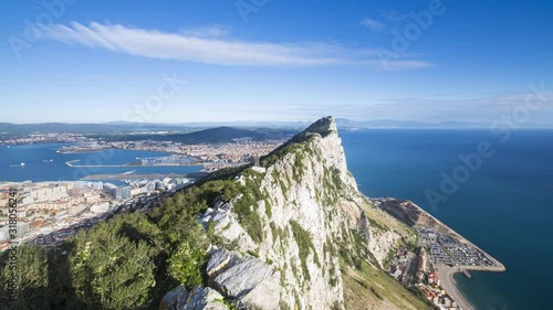 Time lapse view northwards to the top of the Rock of Gibraltar, Gibraltar, UK