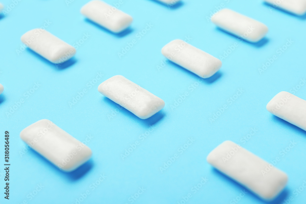 Chewing gums on color background Chewing gums on color background