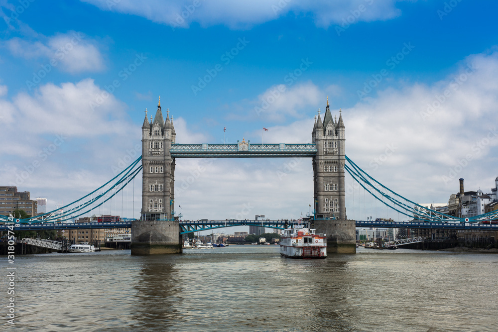 Tower Bridge, a Combined Bascule and Suspension Bridge in London