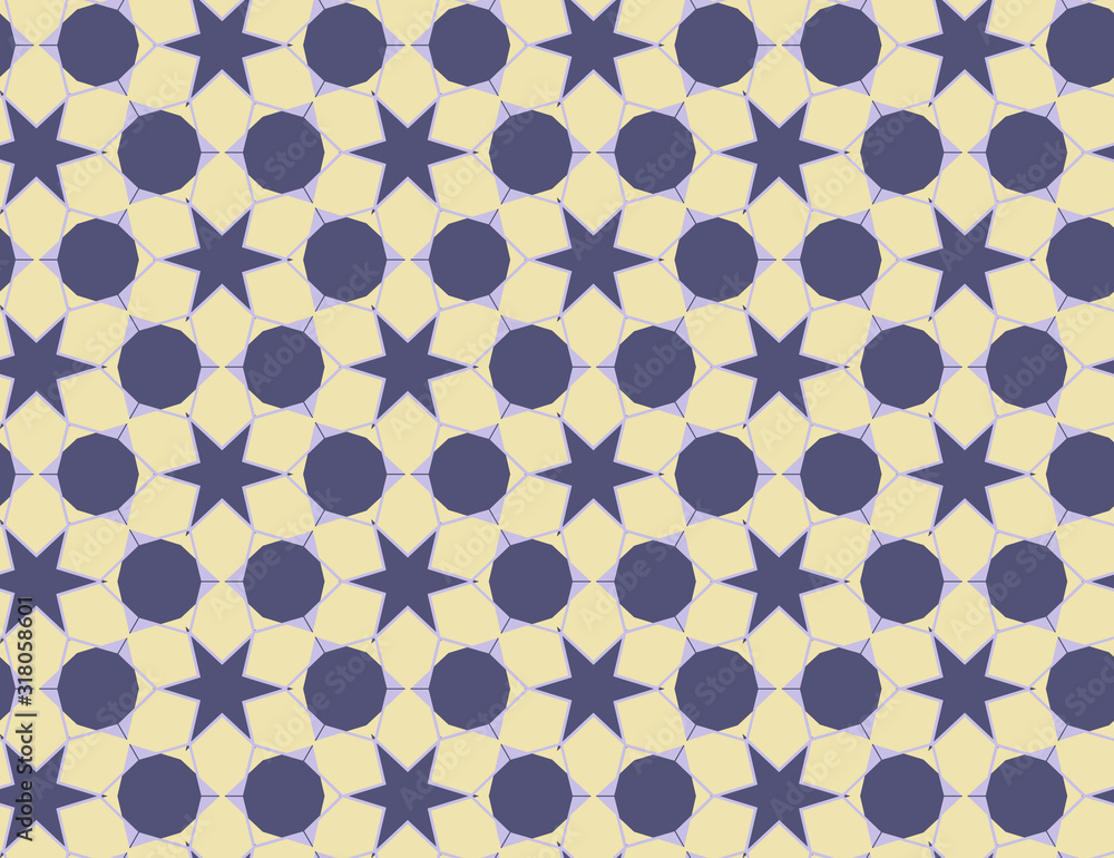Raster yellow and blue simple mosaic background, Faded abstract seamless pattern texture. Modern geometric star shape ornament for tile, advert, banners, wallpapers, brochures Raster yellow and blue simple mosaic background, Faded abstract seamless pattern texture. Modern geometric star shape ornament for tile, advert, banners, wallpapers, brochures