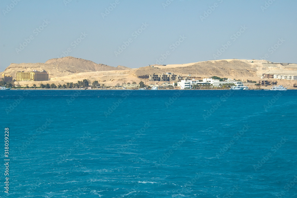 Panorama coastline of Red sea in Hurghada. Egypt
