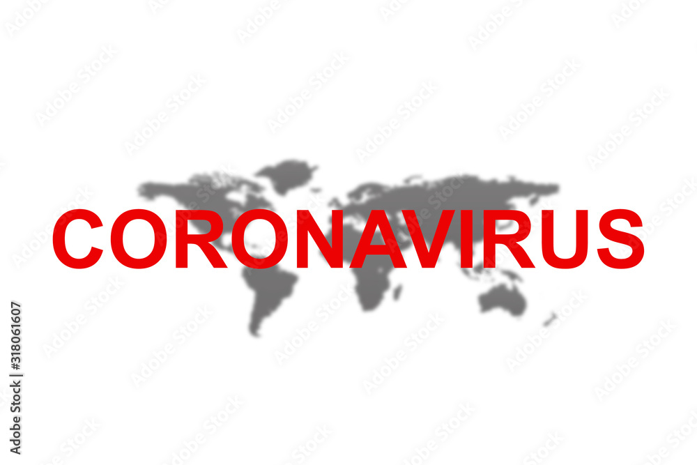Text Coronavirus top on world map