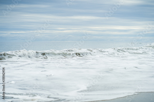 White Rolling Wave on Overcast Day in Malibu California