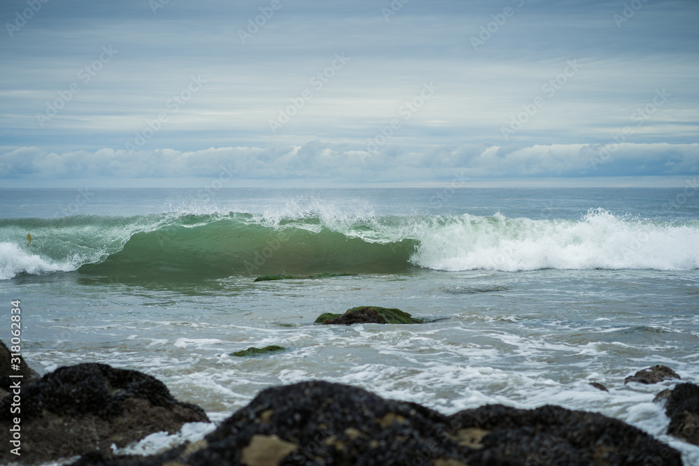 Wave Curl and Rocks on Coast of Malibu California El Matador State Beach