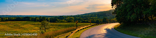 Ultra High Resolution Valley Forge National Park Road and Sunset