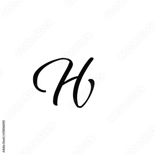 H letter brushstyle handwritten vector isolated