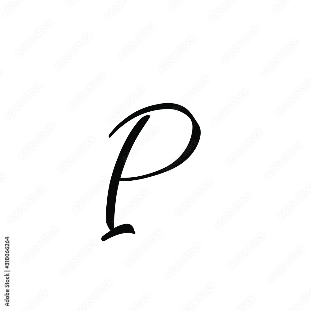 P letter brushstyle handwritten vector isolated P letter brushstyle handwritten vector isolated