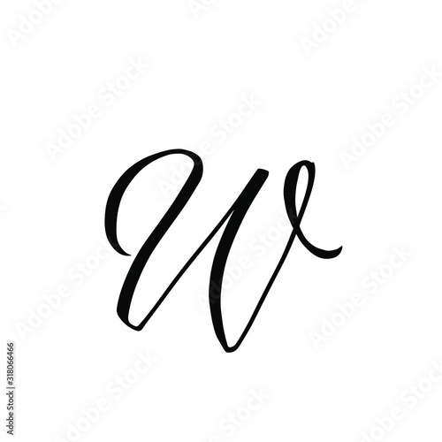 W letter brushstyle handwritten vector isolated