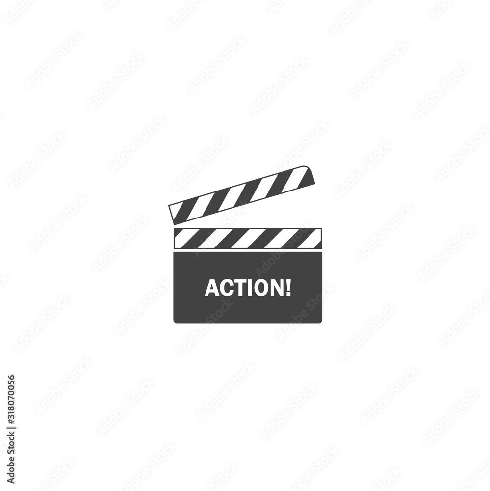 Vector clapper for movie with inscription on white isolated background.
