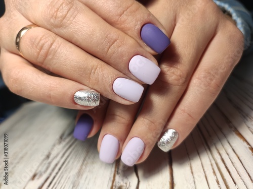 sexy pink manicure on long beautiful nails