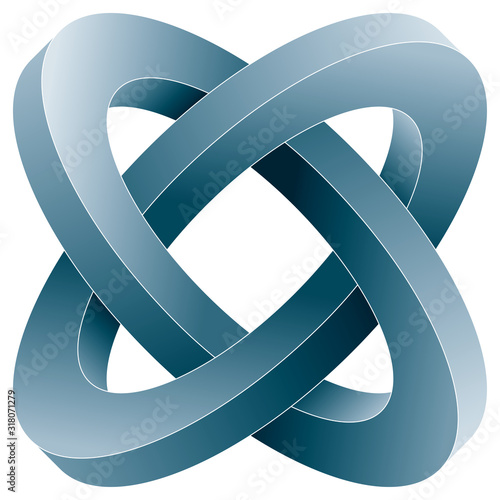 Impossible two circles icon. Vector optical illusion shape on white background.
