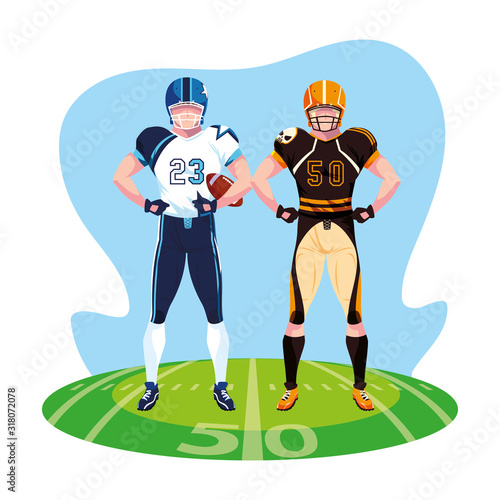 men players american football on stadium grass
