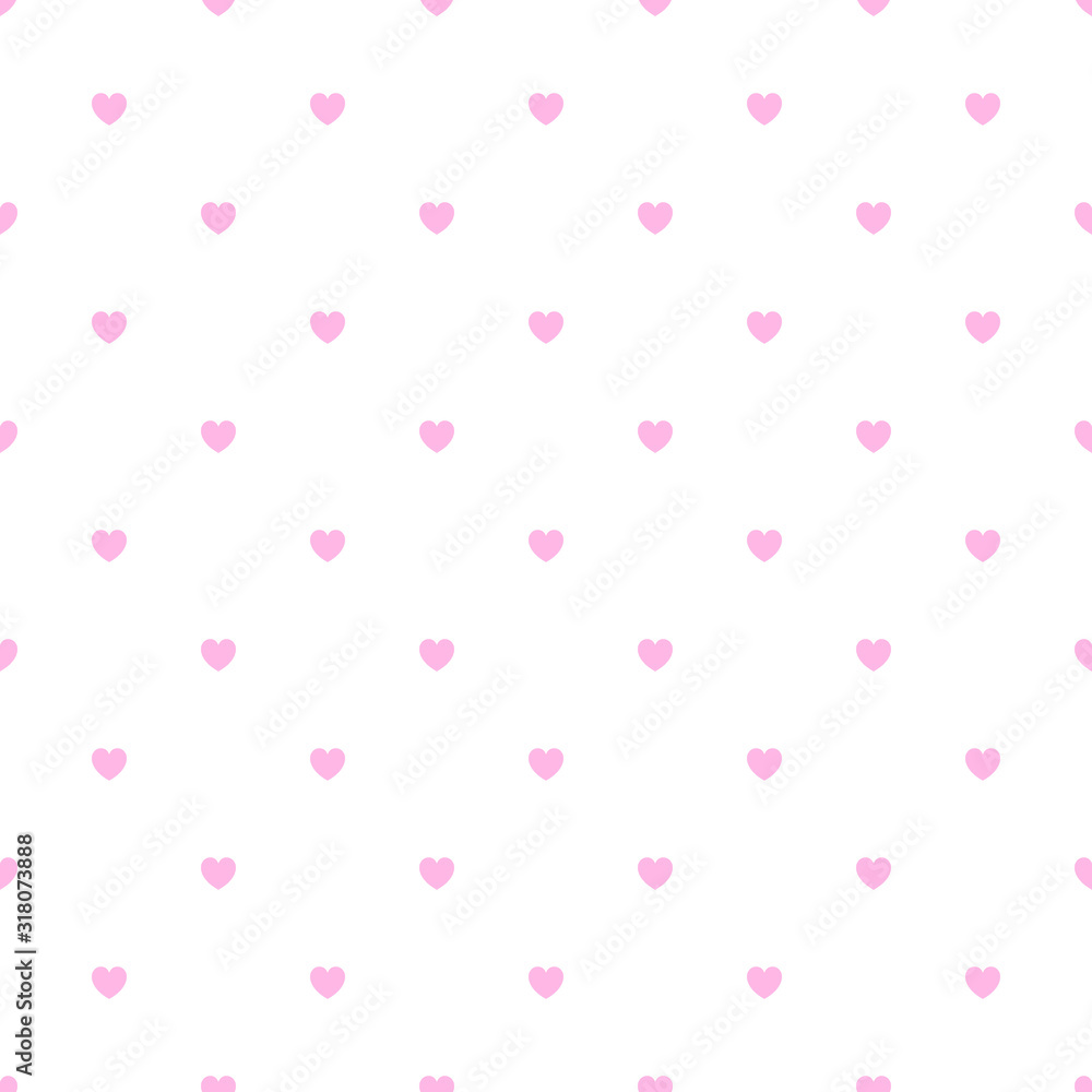 Cute Pink Seamless Polka Heart Vector Pattern Background for Valentine Day - February 14, 8 March, Mother's Day, Marriage, Birth Celebration. Romantic Girlish Design.