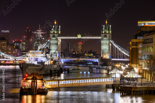 Photography tower bridge at night