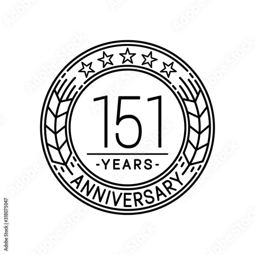 151 years anniversary logo template. 151st line art vector and illustration.