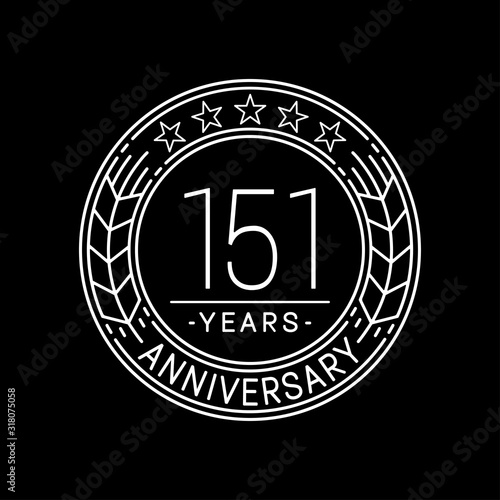 151 years anniversary logo template. 151st line art vector and illustration.