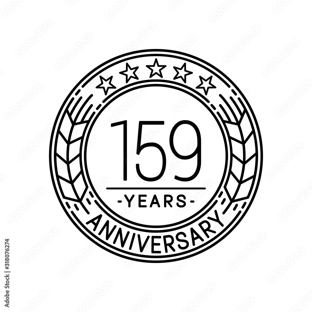 159 years anniversary logo template. 159th line art vector and illustration.