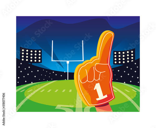 hand glove with number 1 fan, yellow foam finger
