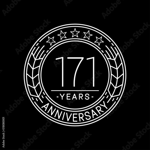 171 years anniversary logo template. 171st line art vector and illustration.