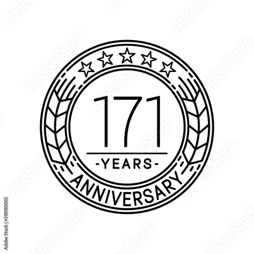 171 years anniversary logo template. 171st line art vector and illustration.