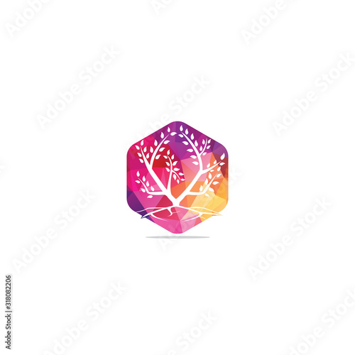 Tree Roots vector logo design. Vector tree with roots logo element.	