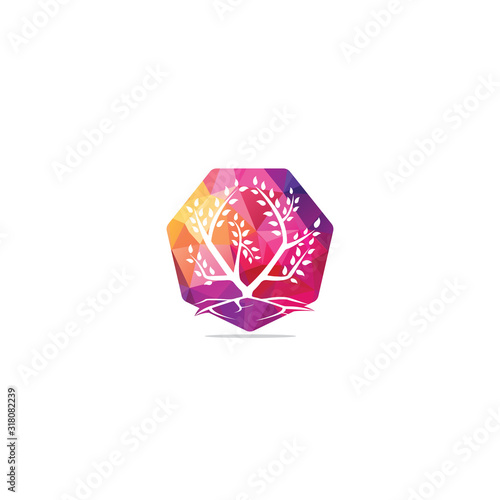 Tree Roots vector logo design. Vector tree with roots logo element.	