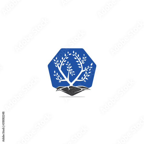 Tree Roots vector logo design. Vector tree with roots logo element.	
