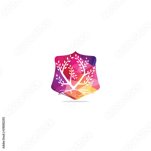Tree Roots vector logo design. Vector tree with roots logo element.	