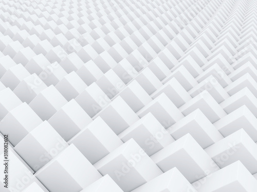 Abstract cubical background  white geometric pattern 3d rendering  3d illustration