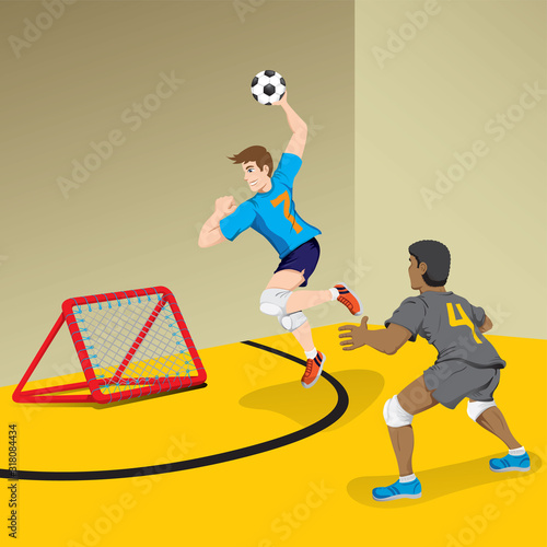 Tchoukball game, field with players. Ideal for sports and institutional equipment