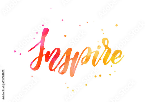 Inspire handwritten message on watercolor splash