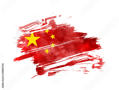 Abstract grunge watercolor flag of China photo