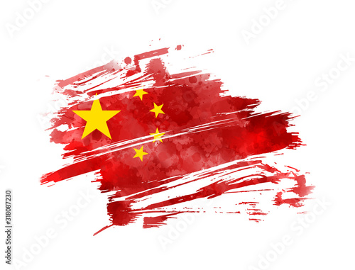 Abstract grunge watercolor flag of China