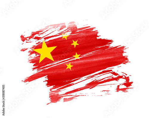 Abstract grunge watercolor flag of China