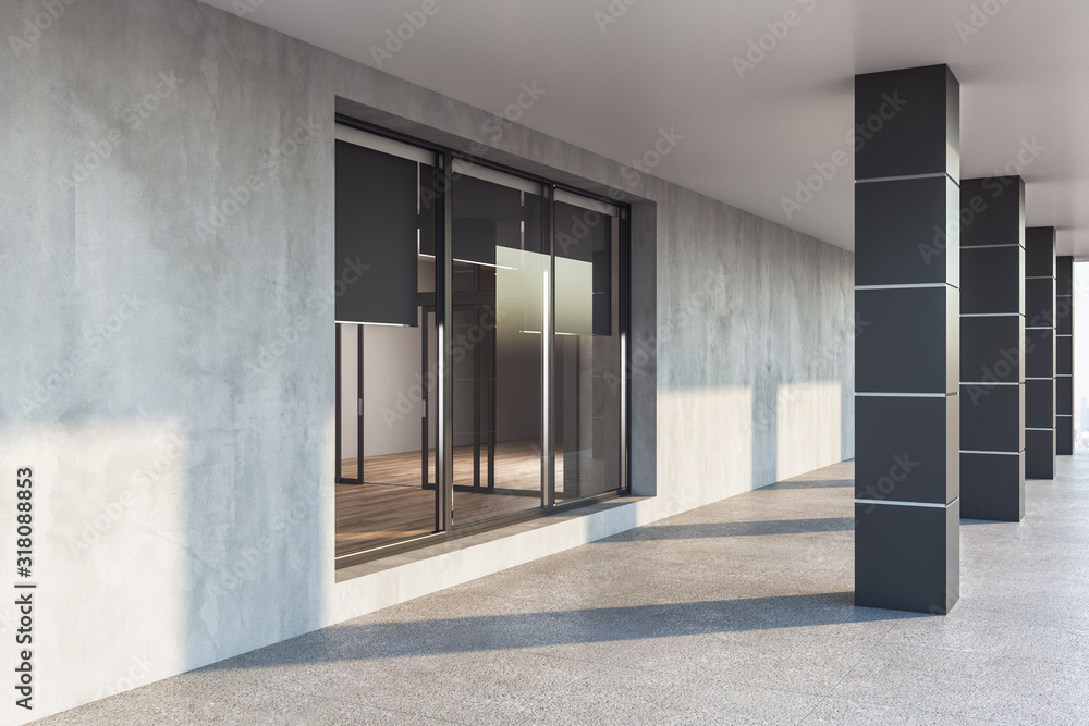 Minimalistic apartament house with gray facade Minimalistic apartament house with gray facade